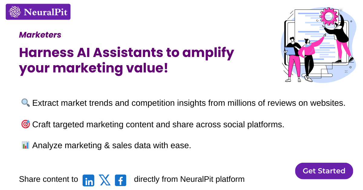 use of AI for Marketing AI Assistants: summarize content, extract insights from websites, analyze marketing and sales data, create content, share content via social platforms