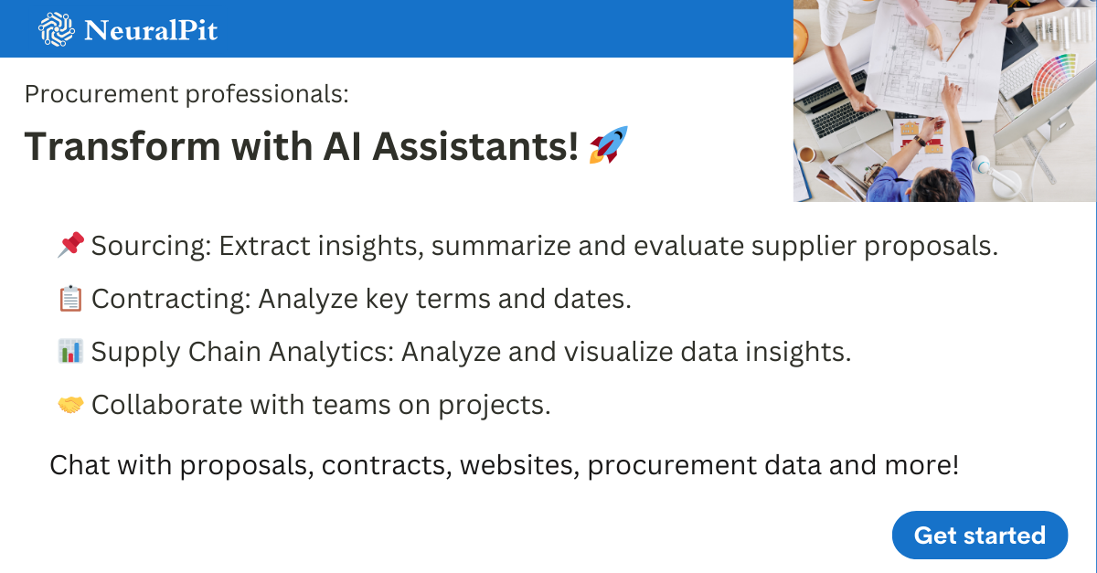 use of AI for Procurement: Extract insights and evaluate  vendor proposals and quotations, analyze contracts, conduct supply chain data analytics, and  suggest commercial and negotiation strategies.